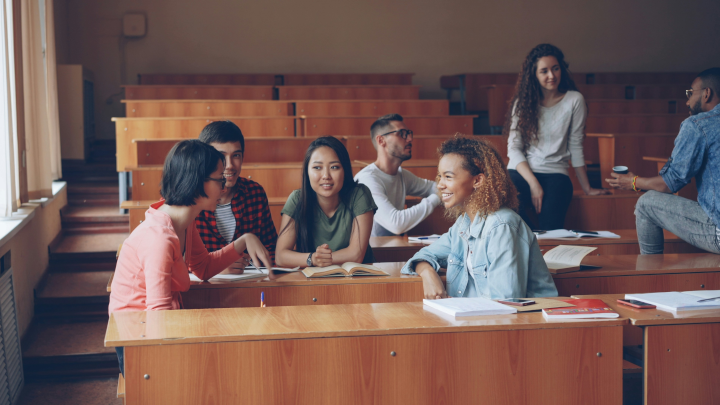 Students Talking in a Classroom
