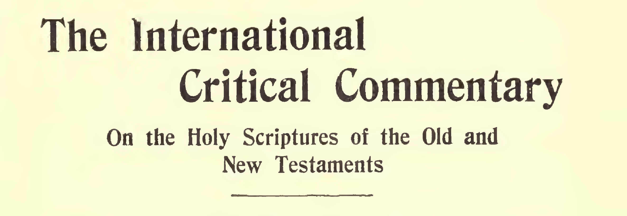 Free Access to the International Critical Commentary | J. David Stark